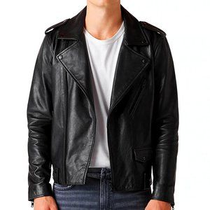 $799 NEW! JOE'S JEANS SIZE M COLOR BLACK LEATHER MOTO BIKER ZIP JACKET
